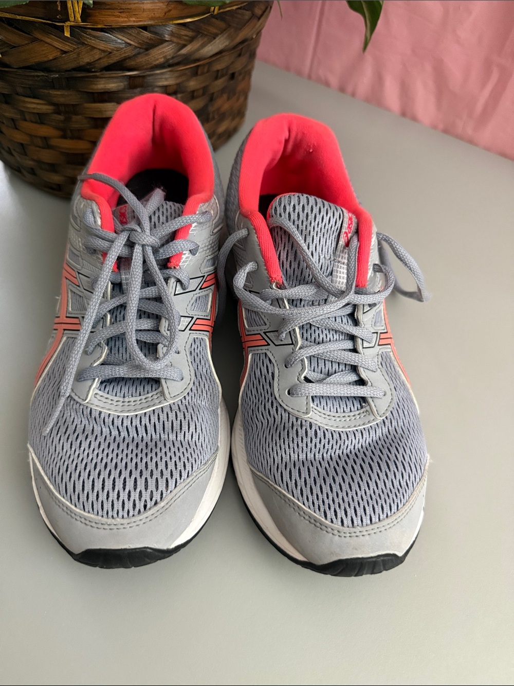 Asics Gray and Pink Women's Athletic Sneakers